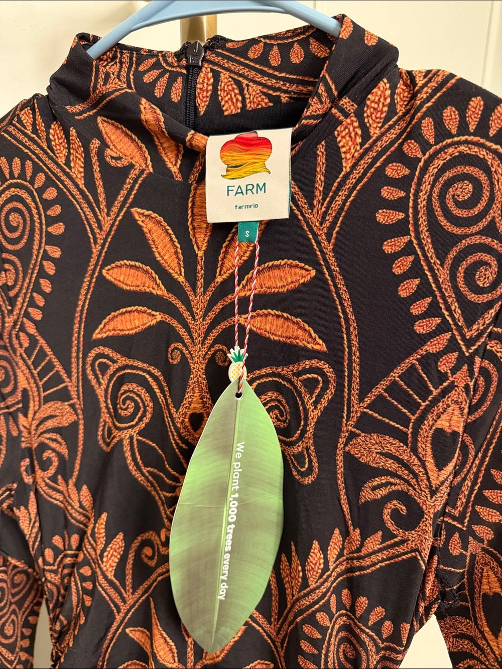 FARM Rio Midi Dress Black Brown Cornely Anika Printed Jersey MSRP $230 - Picture 4 of 4